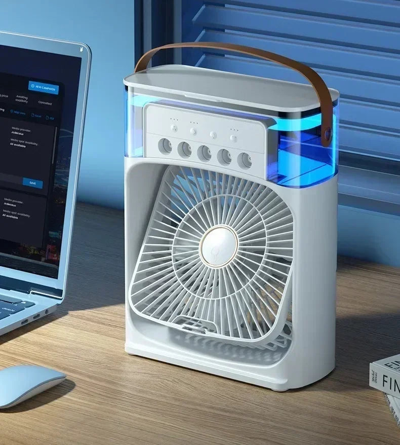 Ventilateur de refroidissement 3 en 1, humidificateur de bureau Portable, Mini climatiseurs USB, veilleuse, brume d'eau pour la maison, le bureau et l'extérieur Amagi